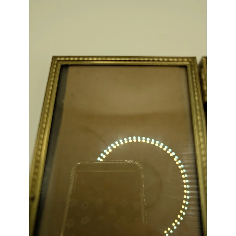 Brass Meta Double hingel Frame chain rope accent standing 3x5 * inch vintage MCM